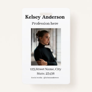 Photo modern profession social media address simpl ID badge