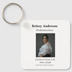 Photo modern profession social media address simpl key ring