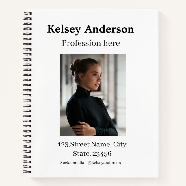 Photo modern profession social media address simpl notebook (Front)