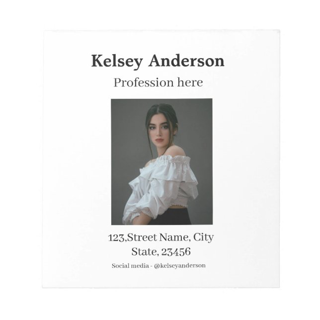 Photo modern profession social media address simpl notepad (Front)