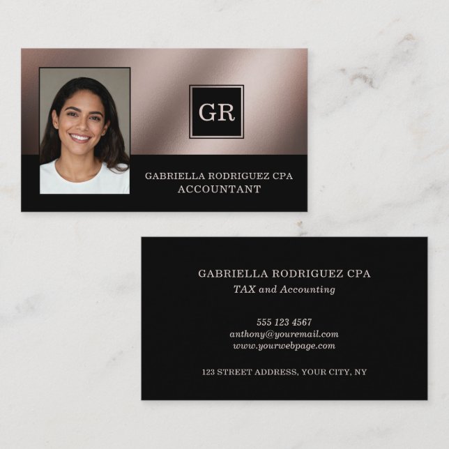 Photo Modern Professional CPA Accountant Business Card (Front/Back)