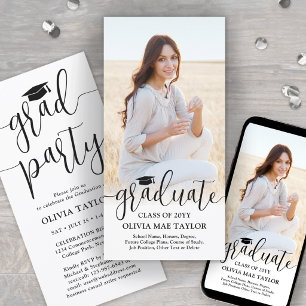 Photo & Modern Script Graduation Party Invitation