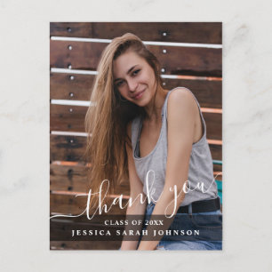 PHOTO Modern Simple Elegant Graduation Thank You Postcard
