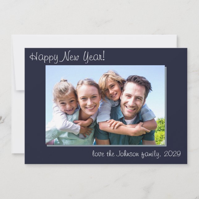  Photo Modern Simple Family Happy New Year Holiday (Front)