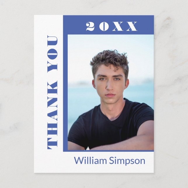 PHOTO Modern Simple Graduation Thank You  Announce Announcement Postcard (Front)