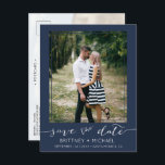Photo Modern Terracotta Save The Date Announcement Postcard<br><div class="desc">Pick the best picture from your engagement shoot or your favourite picture of the two of you for this perfect save-the-date. The words save the date are handwritten to give a personal feel to the design.</div>