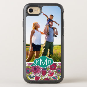 Photo & Monogram Bright floral pattern OtterBox Symmetry iPhone 8/7 Case