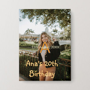 Photo monogram happy 20th birthday orange grey