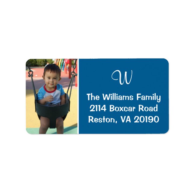 Photo Monogram Labels - Blue (Front)