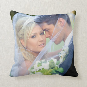 Photo  Monogram Names Wedding Keepsake Pillow