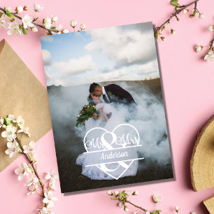 Photo Monogram Personalise Wedding Thank You Card