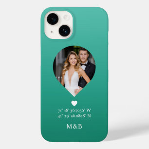 Photo Monogram Romantic Heart Coodinates Modern Case-Mate iPhone 14 Case