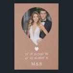Photo Monogram Romantic Heart Coodinates Modern Faux Canvas Print<br><div class="desc">Photo Monogram Romantic Heart Coodinates Modern Faux Canvas Print Wall Art features your favourite photo with your monogram and custom coordinates of longitude and latitude that are special to you in modern script typography. Perfect gift for weddings, birthday, Christmas, Valentine's Day, anniversary and so much more. Designed by ©Evco Studio...</div>