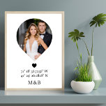 Photo Monogram Romantic Heart Coodinates Modern Poster<br><div class="desc">Photo Monogram Romantic Heart Coodinates Modern Poster Wall Art features your favourite photo with your monogram and custom coordinates of longitude and latitude that are special to you in modern script typography. Perfect gift for weddings, birthday,  Christmas,  Valentine's Day,  anniversary and so much more. Designed by ©Evco Studio www.zazzle.com/store/evcostudio</div>