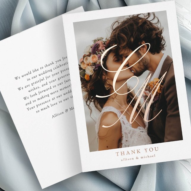 Photo, Monogram, Rose-Gold-Foil, "Thank You" (Creator Uploaded)