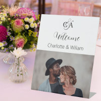 Photo monogram wedding welcome sign