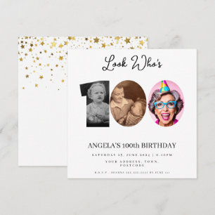 photo Montage Birthday party 100 years old Invitation