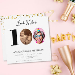 photo Montage Birthday party 100 years old Invitation