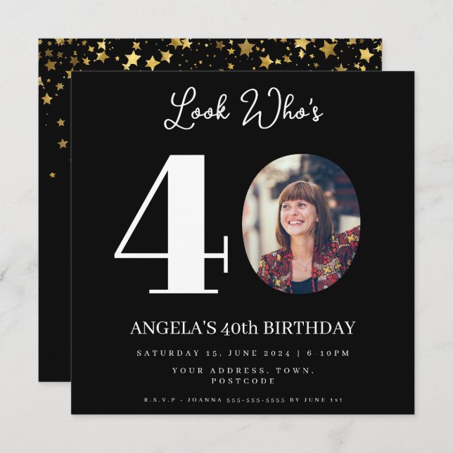 photo Montage Birthday party 40 years old Invitation (Front/Back)