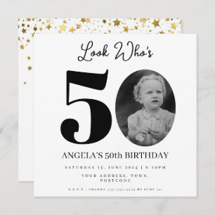 photo Montage Birthday party 50 years old Invitation