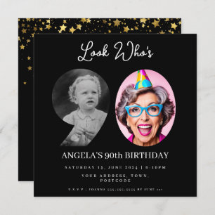photo Montage Birthday party 90 years old Invitation