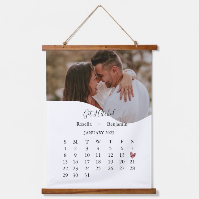 Photo Month Calendar Couple Anniversary Wedding Hanging Tapestry (Front)