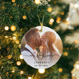 Photo mr mrs elegant newly weds christmas ceramic tree decoration