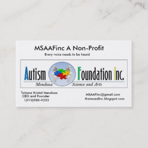 photo, MSAAFinc A Non-Profit, Every voice needs... Business Card
