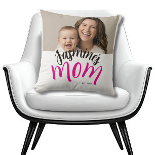 Photo Mum Established Child Name Custom Year Mama Cushion