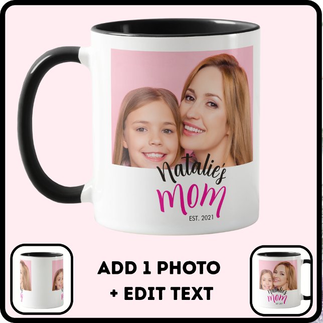 Photo Mum Established Child Name Custom Year Mama Mug (Creator Uploaded)