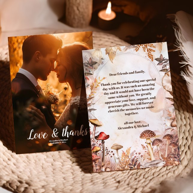 Photo Mushroom Toadstool Enchanted Forest Wedding Thank You Card (Creator Uploaded)