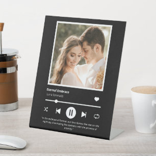 Photo Music Player Personalised Black Pedestal Sign