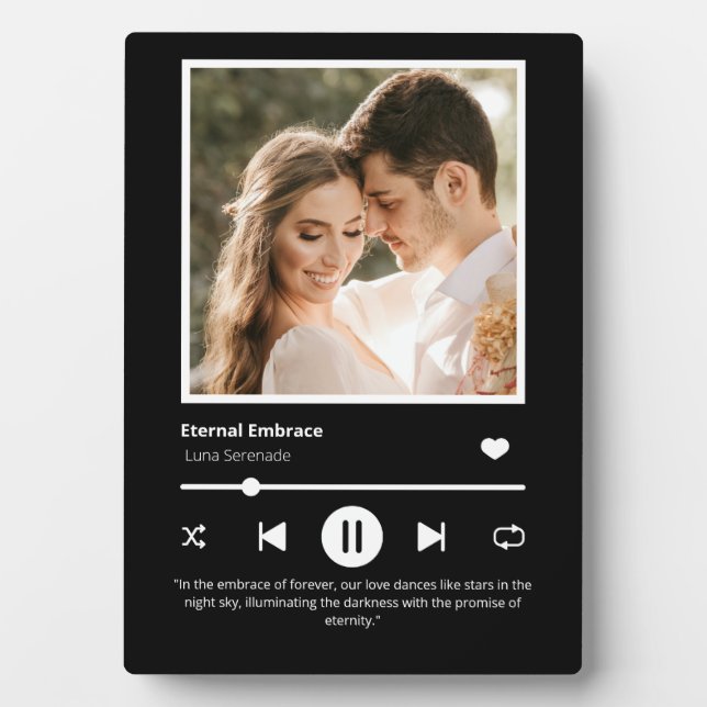 Photo Music Player Personalised Black Plaque (Front)