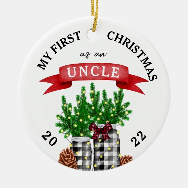 Photo My First Christmas As An Uncle Ceramic Tree Decoration (Front)
