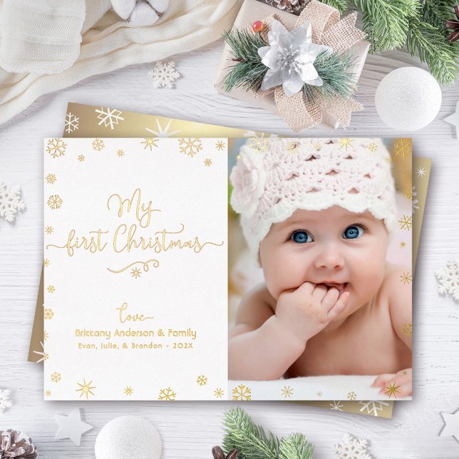 Photo My First Christmas Baby Snowflakes Real Gold (Creator Uploaded)