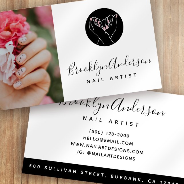 Photo Nail Tech Logo Business Card (Creator Uploaded)