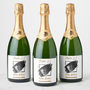 Photo name 21st birthday Chapter 21 Sparkling Wine Label
