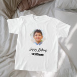 Photo name birthday boy T-Shirt<br><div class="desc">Personalise and add a name and a photo. White text.   Rustic brushstroke frame.</div>
