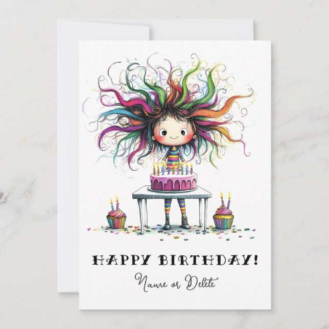 * # PHOTO NAME Birthday Card Personalise Whimsical (Front)