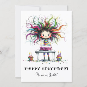 * # PHOTO NAME Birthday Card Personalise Whimsical