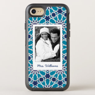 Photo & Name Blue And Grey Abstract Pattern OtterBox Symmetry iPhone 8/7 Case
