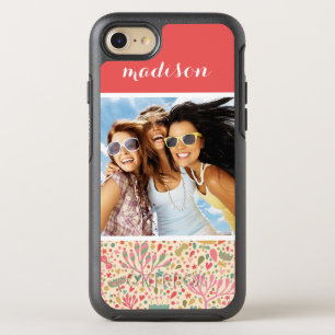 Photo & Name Bright floral pattern OtterBox Symmetry iPhone 8/7 Case
