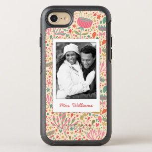Photo & Name Bright floral pattern OtterBox Symmetry iPhone 8/7 Case