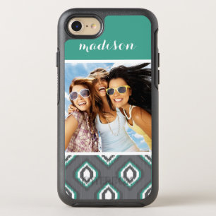 Photo & Name Geometric Retro Ikat Pattern OtterBox Symmetry iPhone 8/7 Case