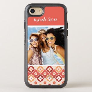 Photo & Name Golden ikat geometric pattern OtterBox Symmetry iPhone 8/7 Case