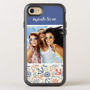 Photo & Name Red and Navy with Anchor OtterBox Symmetry iPhone 8/7 Case