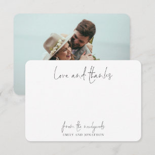 Photo Name Script Wedding Newlywed Love Thanks Thank You Card