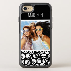 Photo & Name Skulls in Black Pattern OtterBox Symmetry iPhone 8/7 Case