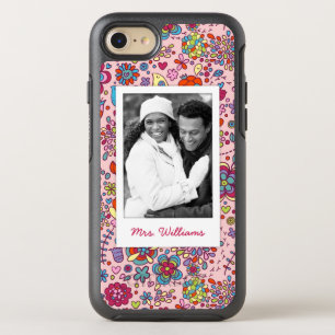 Photo & Name Spring pattern with flowers OtterBox Symmetry iPhone 8/7 Case