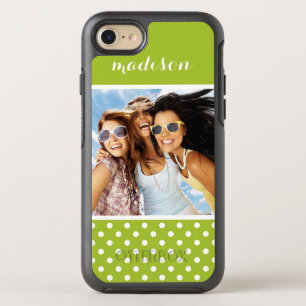 Photo & Name Spring pattern with polka dots OtterBox Symmetry iPhone 8/7 Case